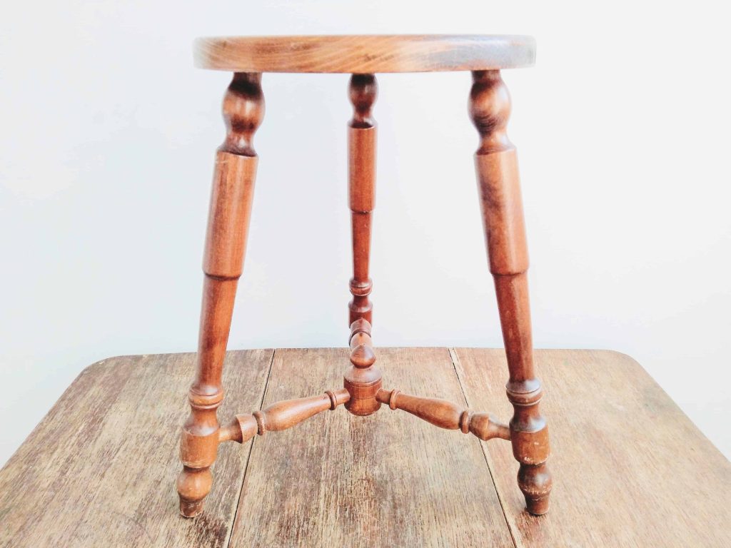 Vintage French Wooden Wood Kitchen Stool Chair Seat Kitchen Table Farm circa 1960-70’s