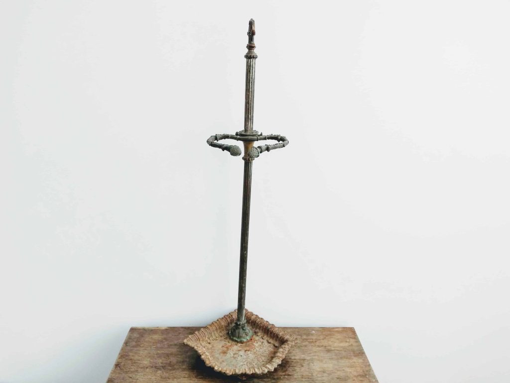 Antique French Iron Rusty Metal Umbrella Stick Stand Storage Rest Container circa 1900’s