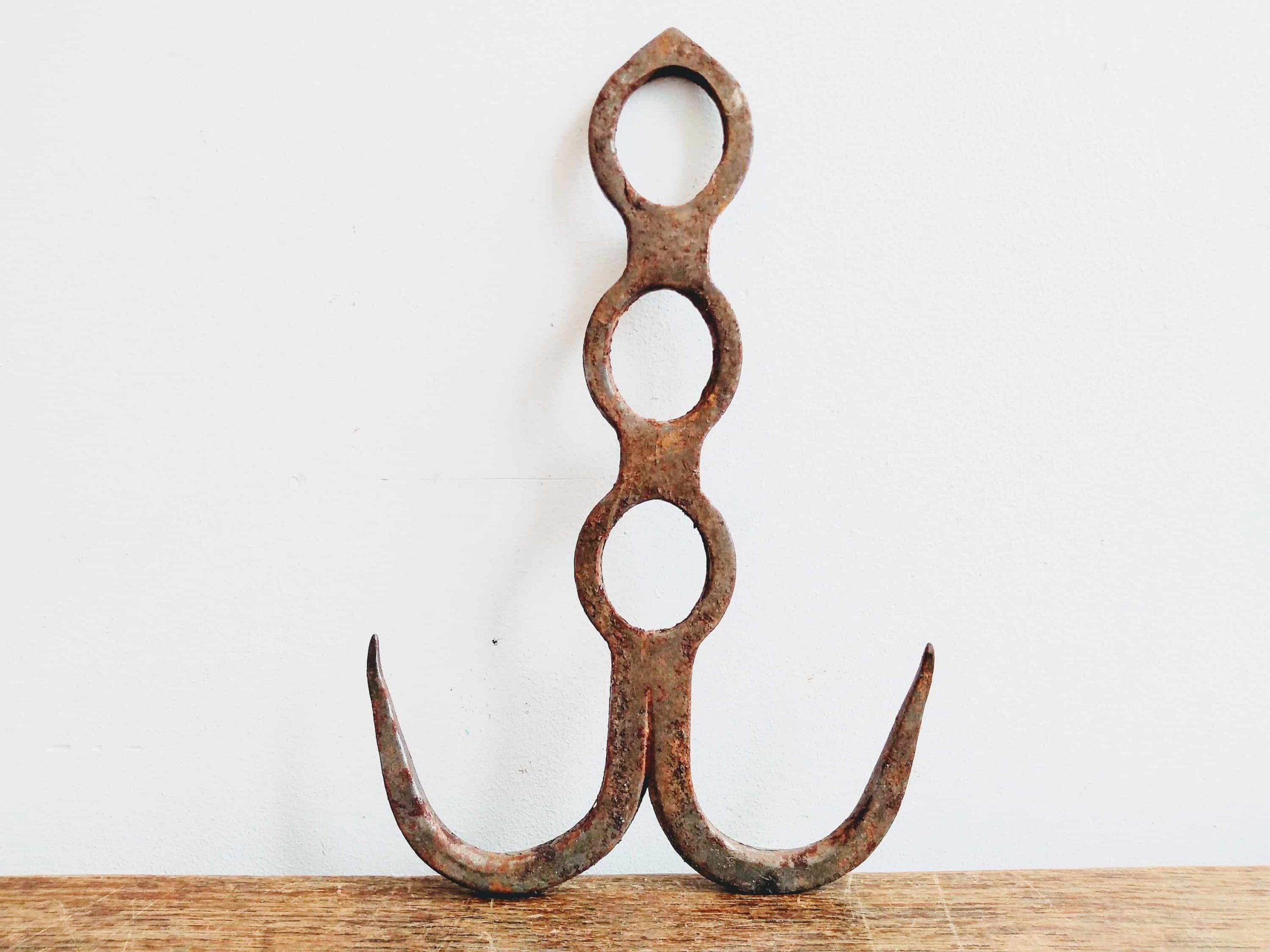 Vintage French iron butcher meat kitchen hanging hook rustic rural rusty  agricultural industrial c1910-30's