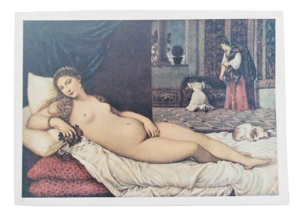 Vintage Italian Grand Master Le Titien Print Reproduction Venus D’Urbino (1538) Florence Uffizi c1955
