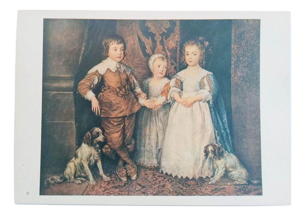 Vintage Italian Grand Master Van Dyck Print Reproduction Les Fils De Charles Ier D’Angleterre Windsor Castle c1951