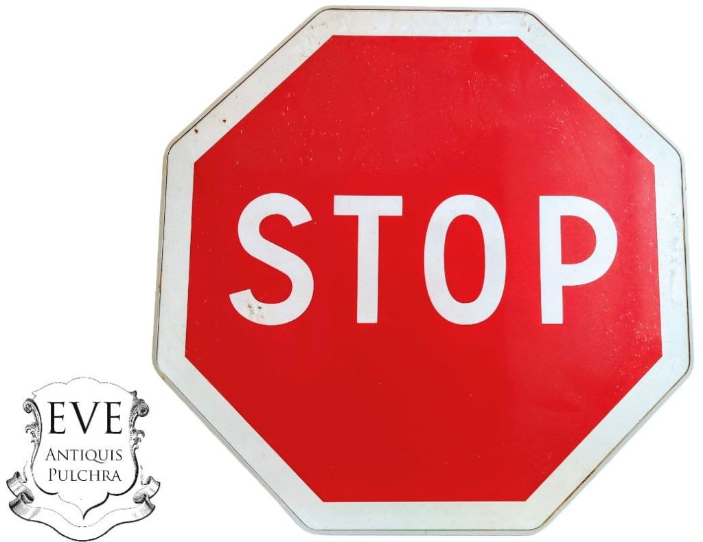 Vintage French Stop Sign Extra Large Motorway Marked Bruised Red White Circular Metal Roadsign Road Automobilia c1990's