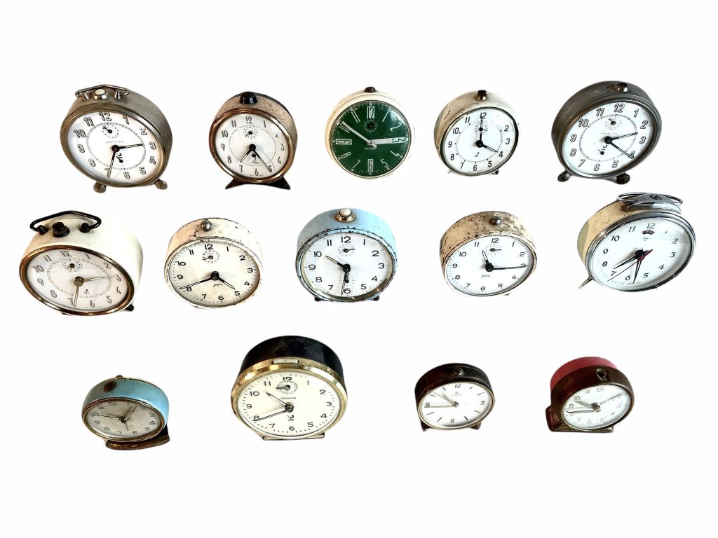 Vintage French Alarm Clock Clocks Collection Display Prop Timepiece Collector Bedside Wind Up Clockwork France Bell c1940-70’s / EVE