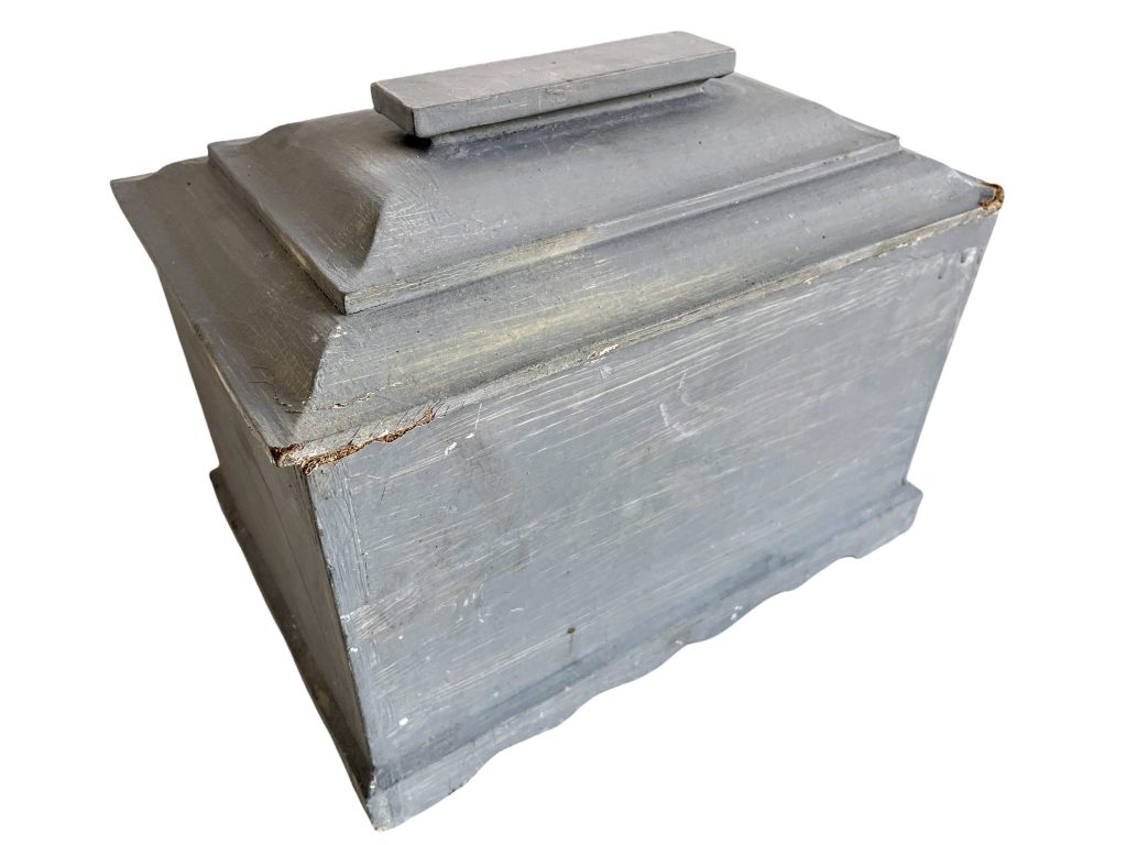 Vintage French grey homemade wooden wood plaster storage box chest lidded circa 1980-90’s / EVE
