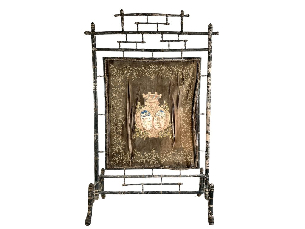 Antique French Screen Paravan Fireguard Gold Black Fire Screen Shield Divider Partition Decor Prop Furniture Chateaux Manoir c1910’s / EVE