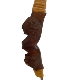 Vintage Indian American Native Wood Wooden Bust Decorative Hand Long Bow Figurine Art Sculpture Carving Archery Chief circa 1970-80’s / EVE 2