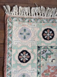 Vintage Moroccan Large Pink Green Rug Carpet Floor Covering Decor Display Prop France Tapis Diademe Wool circa 1970-80’s / EVE 2