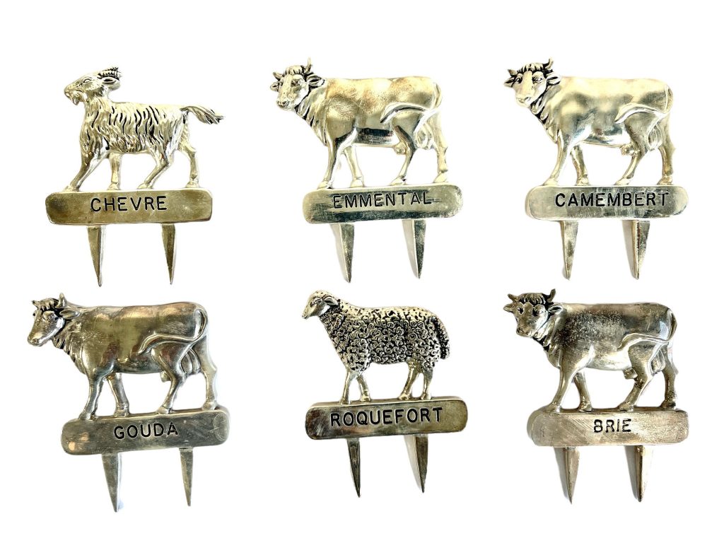 Vintage French Metal Butter Cheese Meat Board Decorative Ornaments Shop Retail Display Table Cow Goat Sheep circa 1970-80’s / EVE
