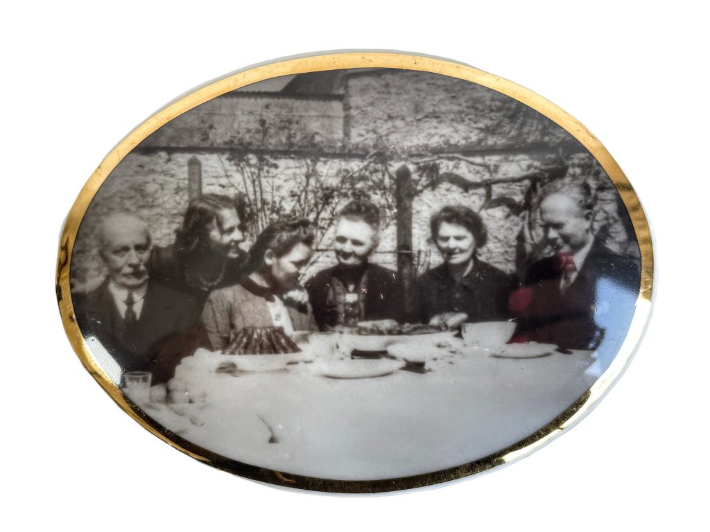 Antique French Photo Made Into More Recent Souvenir Gathering Family Company Photo Bubble Dome Photograph circa 1980-90's / EVE