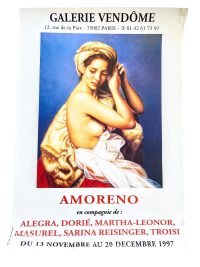 Vintage French Amoreno Galerie Vendome Paris Gallery Original Exhibition Poster Wall Decor Painting Display Display c1997 / EVE