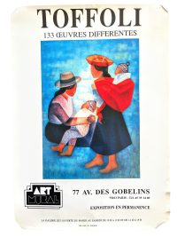 Vintage French Toffoli Galerie Art Mural Paris Gallery Original Exhibition Poster Wall Decor Painting Display c1990’s / EVE 3