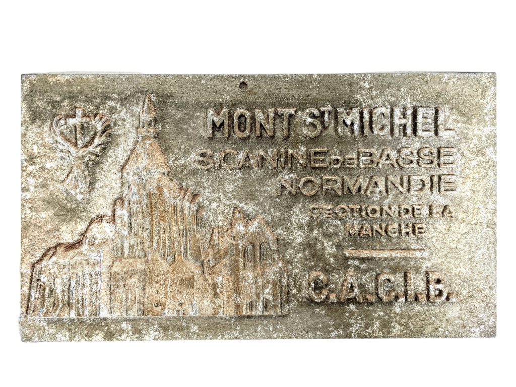 Vintage French Mont St Michel Dog Society Basse Normandie Prix Shield Plaque metal prize trophy prize wall decor display circa 1987 / EVE