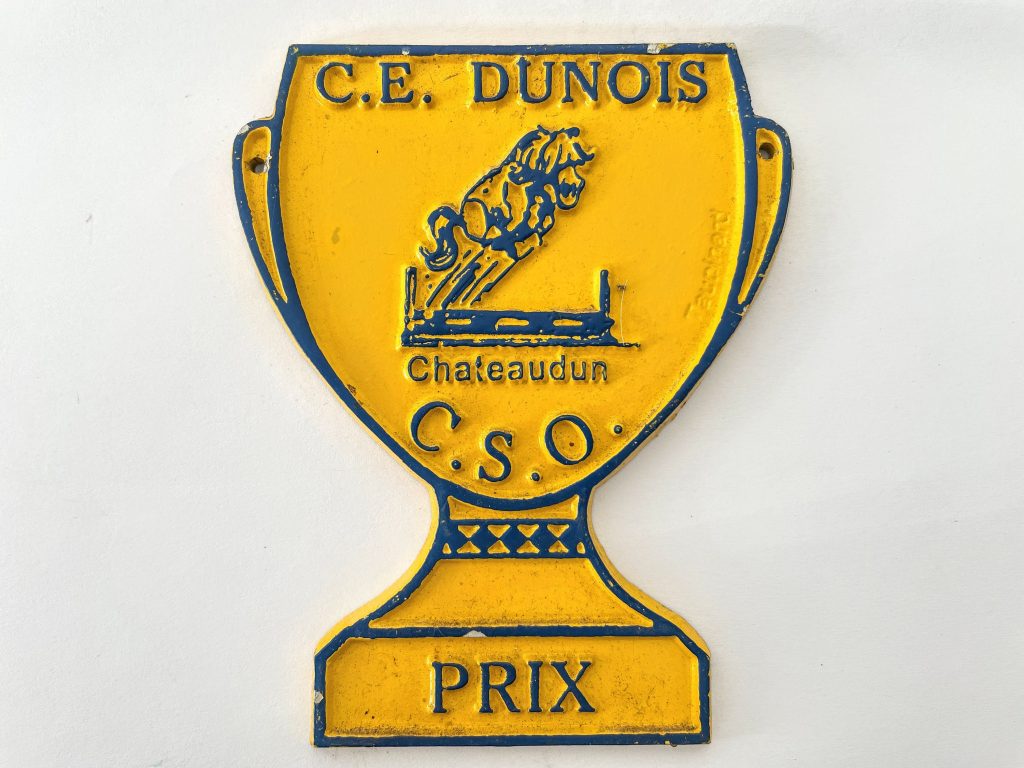 Vintage French Agriculture Horse C.E. Dunois C.S.O. Prix Prize Shield Plaque metal prize trophy prize wall decor display circa 1980’s / EVE