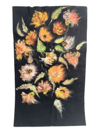 Vintage French Acrylic Painting Of Flowers On Paper Naive Style Wall Decor By Josiane Pasquier c1960-70’s / EVE 3