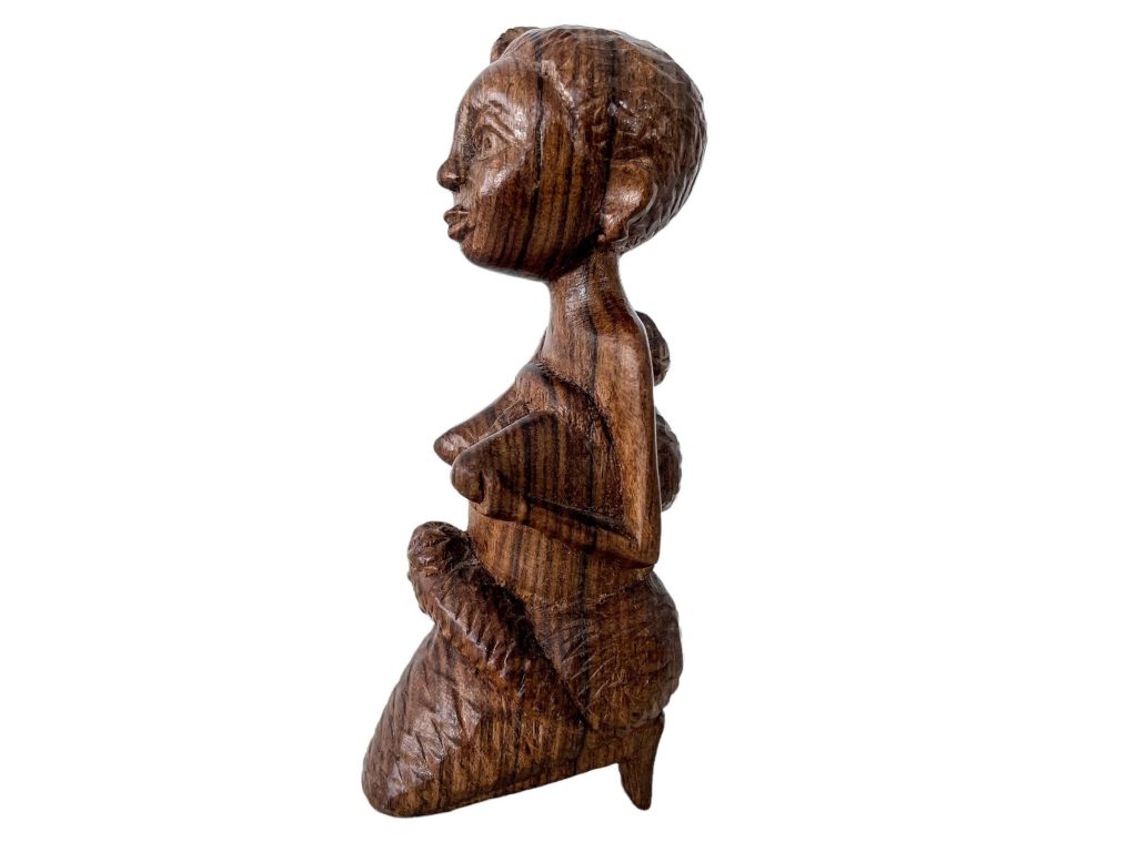 Vintage African Lady Woman Mother Statue Figurine Female Primitive Carving Sculpture Wooden Primitive Tribal Art c1970’s / EVE