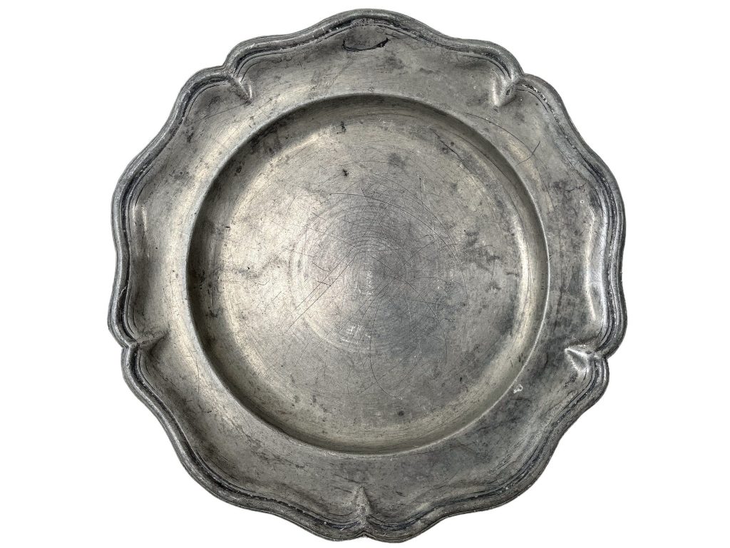 Antique French Pewter Grey Metal Circular Dinner Dish Plate Platter Decorative Table Wall circa 1880-1900’s / EVE