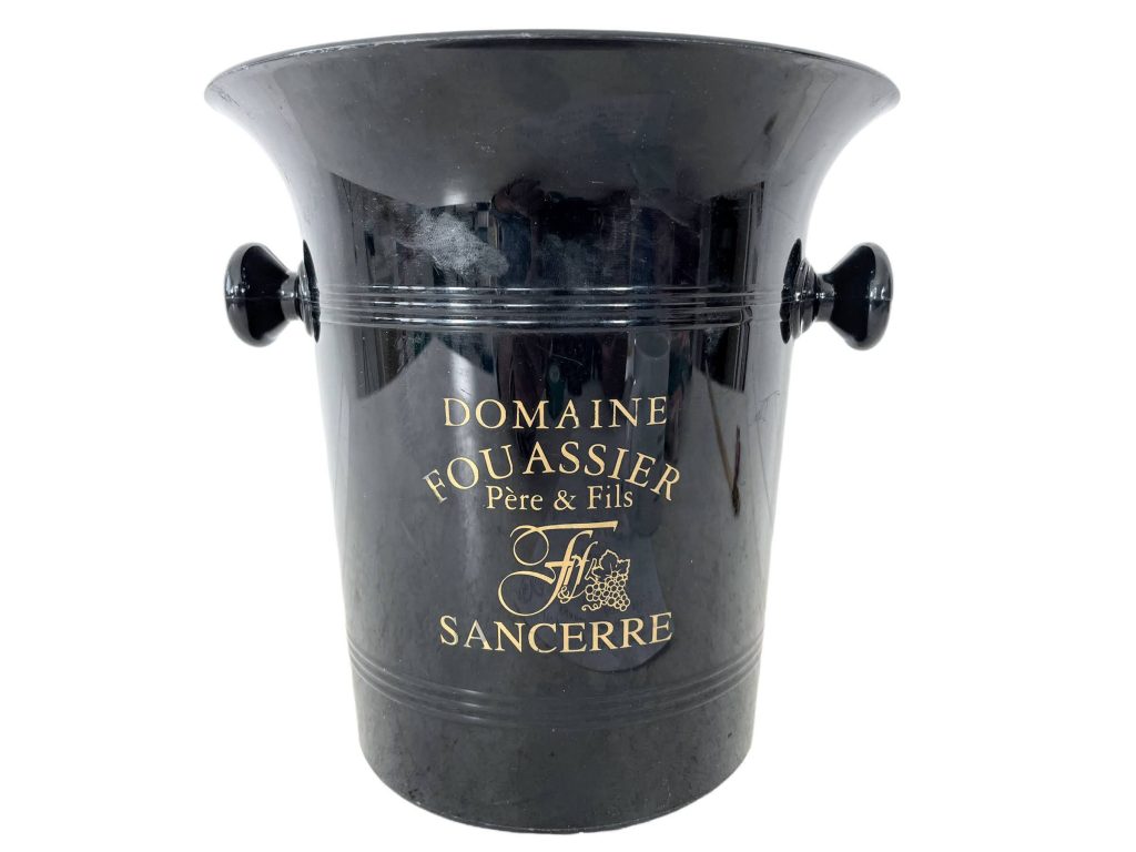 Vintage French Black Plastic Domaine Fouassier Champagne Wine Ice Bucket Cooler Display Stand Pot Handled c1990’s / EVE