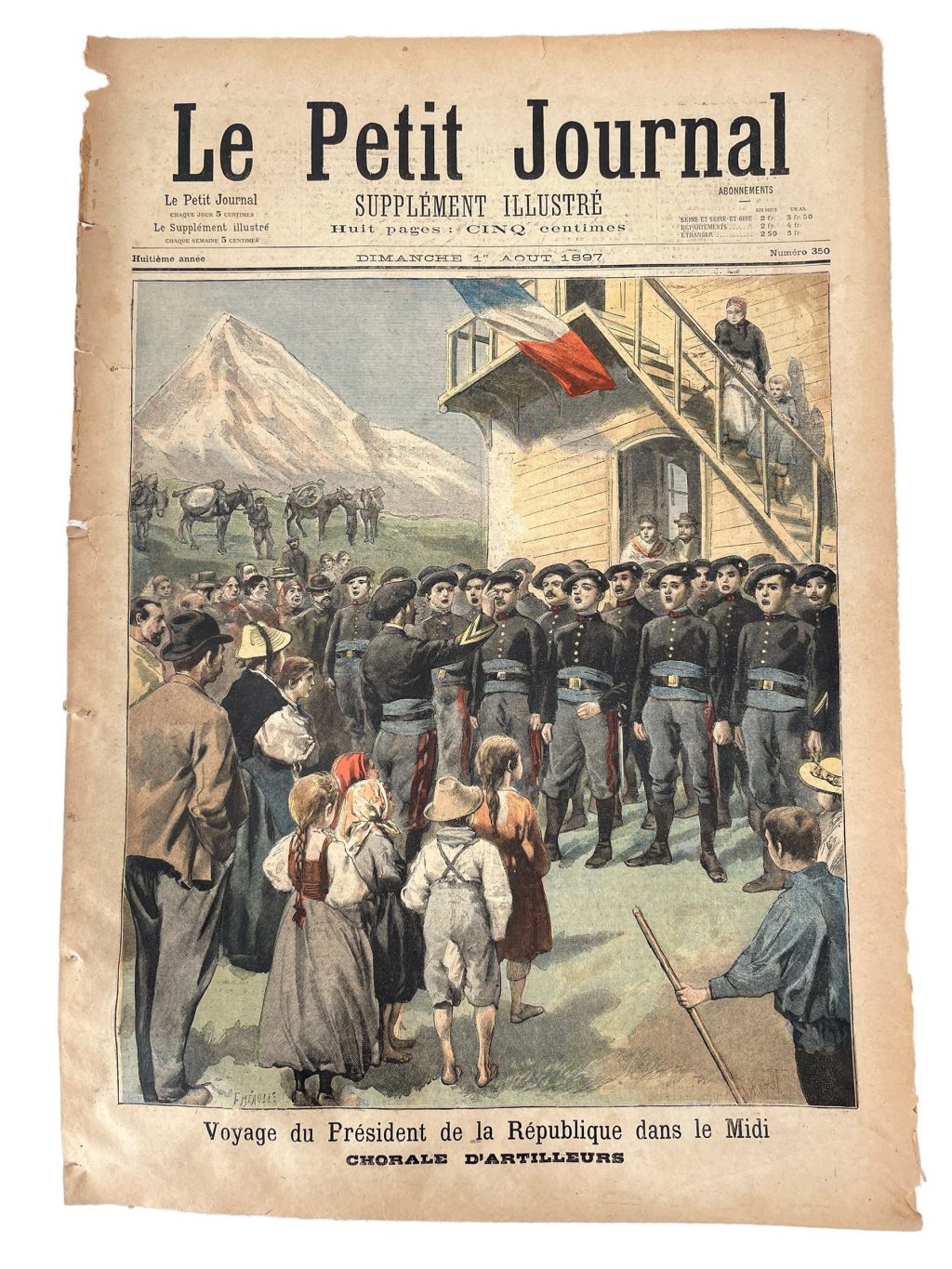 Antique French Le Petit Journal Newspaper Supplement Illustre Number 350 1/8/1897 Illustrations 4 Pages Memorabilia Collector c1897