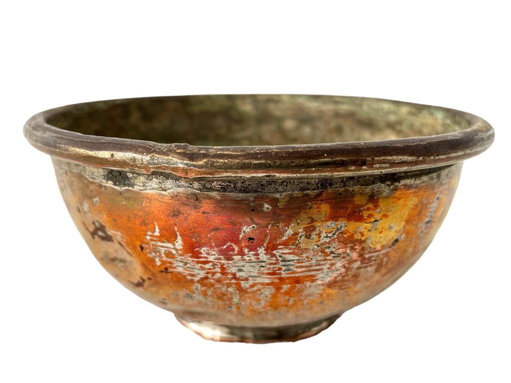 Vintage French Bowl Tarnish Patina Serving Trinket Dish Bashed Bruised Dented Plate circa 1850’s