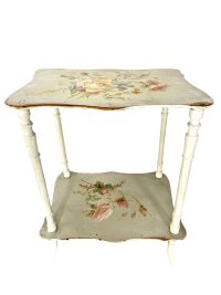 Antique French Hand Painted Table Top Wooden Wood Small Side Stand Display Rest Plinth Decor Tabouret Garde Meubles circa 1910-1920’s 2