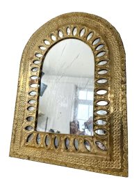 Vintage Moroccan Wall Hanging Mirror Brass Copper Silver Metal Glass One-Off Hand Made Decorative Cloakroom c1970-80’s 2