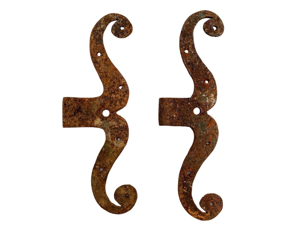 Antique French Small Metal Iron Cupboard Door Pin Hinge Swivel Seat Hanger Pair circa 1910’s