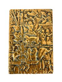 Vintage Egyptian Ornate Bronze Brass Metal Medium Match Box Matchbox Cover Decor Gold Smoker Tobacciana Fireplace c1930-40’s 3