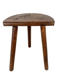 Vintage French Small Milking Stool Wooden Rusty Metal Step Chair Seat Kitchen Industrial Commercial Genuine circa 1950-60’s
