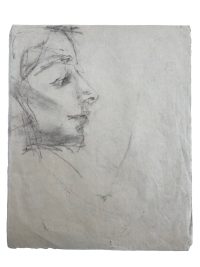 Vintage French Pencil Drawing Sketch Study Crocky Portrait On Paper Life Model Head Art c1960-70’s 3