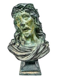 Vintage Greek Askupios Neocine Bronzed Plaster Wood Stand Bust Head Ornament Figurine Display Gift c1980’s