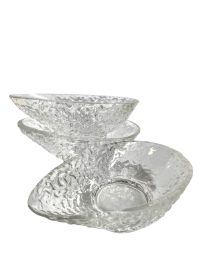 Vintage French Advocado Shaped Serving Pudding Glass Dish Bowl Set Of Three Bowls circa 1980-90’s 5