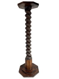 Antique French Spiral Twist Twirl Tall Table Plinth Stand Display Plant Pot Ornament Worn Weathered Roughly Carved c1920-30’s