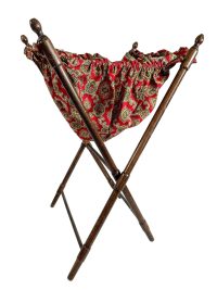 Vintage French knitting sewing crocheting stand up folding basket stand holder bag storage portable circa 1950-60’s 3