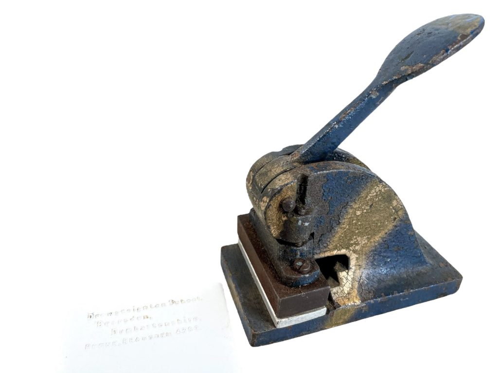 Vintage English Cast Iron Desktop Embosser Ink Stamp Printing Press Tool Clamp circa 1950-60’s