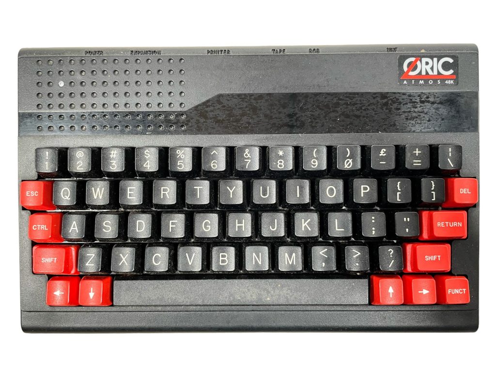 Vintage French Edition Oric Atmos Home Computer Cassette Vintage Computing Box Manual Leads NO PSU circa 1980’s