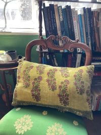 Vintage French Mustard Yellow Velvet Pillow Pillows Bed Chair Sofa circa 2000’s