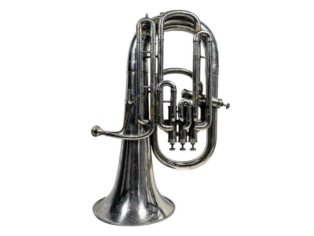 Vintage Tuba A. Laurent Paris French Traditional Musical Instrument Brass Silver circa 1950-60’s