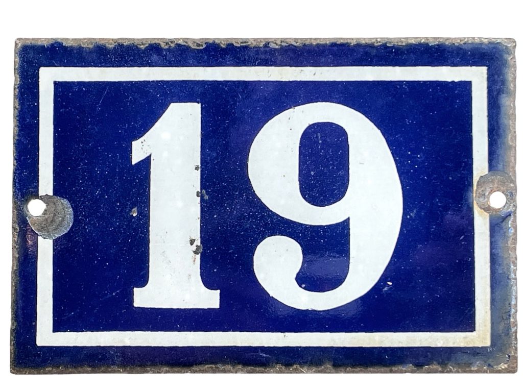 Vintage French Metal House Number 19 Nineteen Sign House Warming Gift Tile Decor circa 1940-50’s