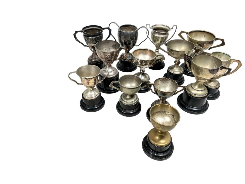 Vintage English Silver Plated Engraved Trophy Cup Collection Job Lot Of Thirteen Prizes Awards c1950-1980s