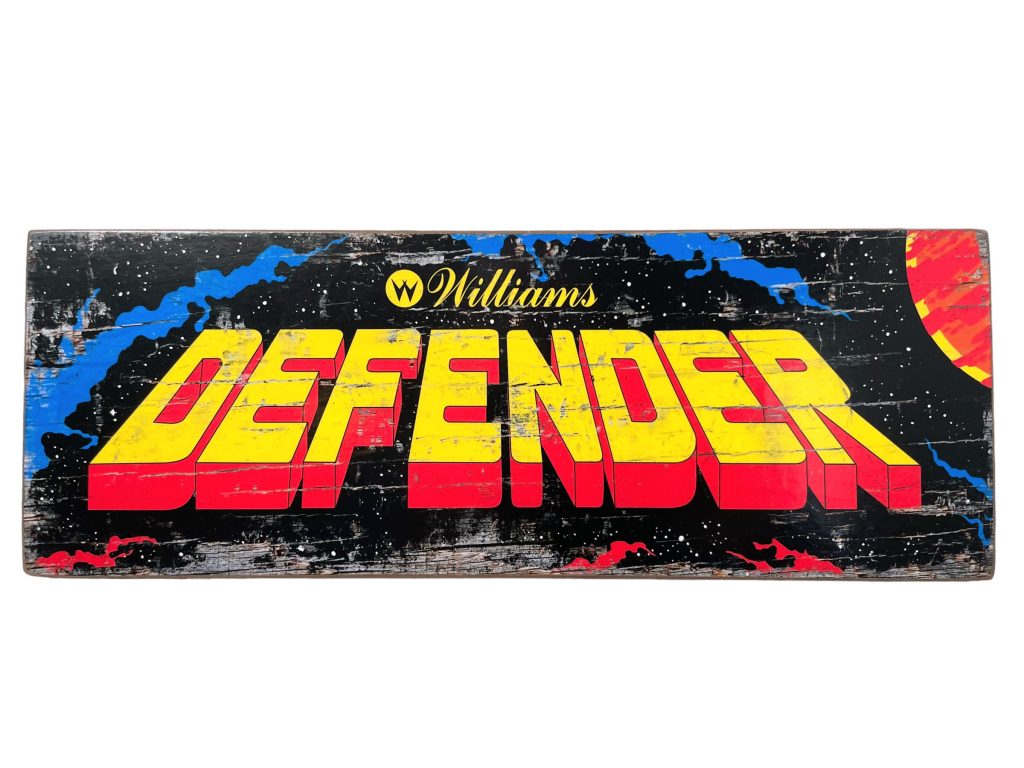 Williams Defender Gamer Wall Hanging Vintage Worn Look Faux Game Cabinet Amusement Arcade Retro Sign Shop Wood Advertising Sign