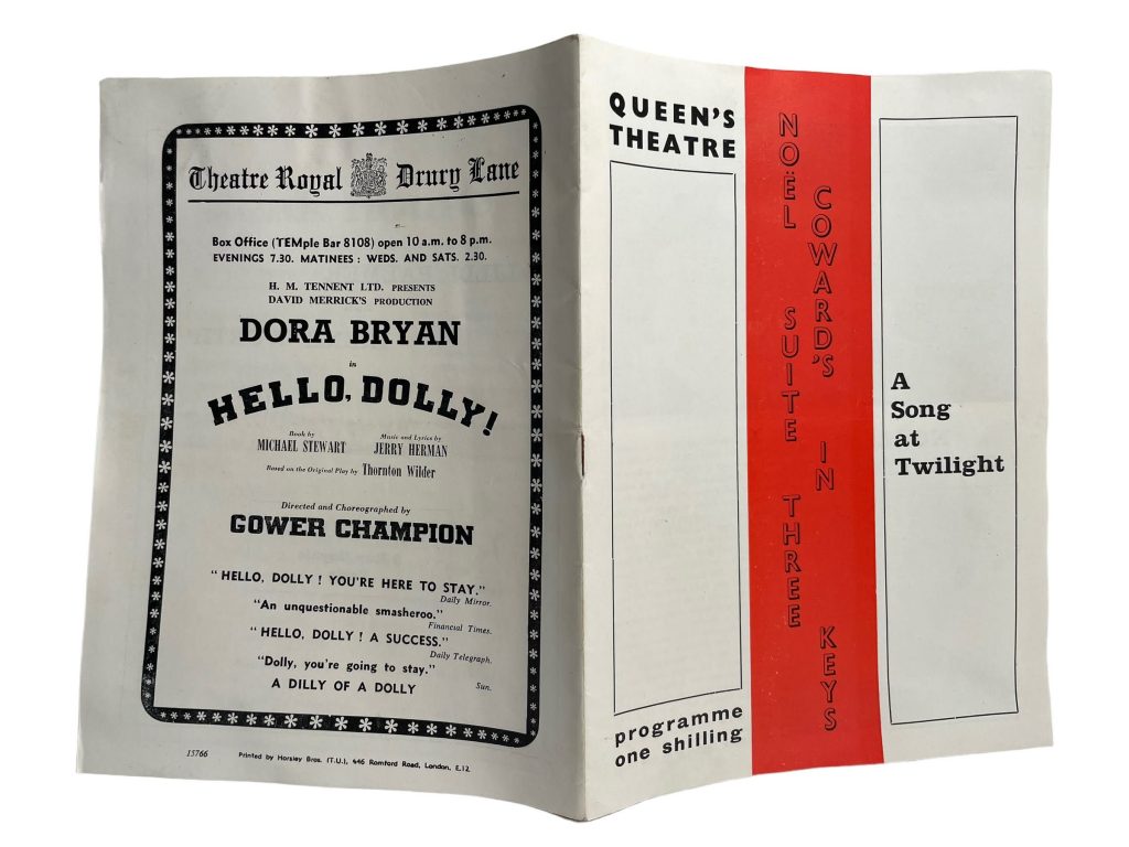 Original Vintage Theatre Program Play Musical Souvenir A Song At Twilight Queen’s Theatre Collectable Programme 1966