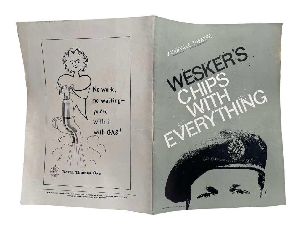 Original Vintage Theatre Program Play Musical Souvenir Chips With Everything Vaudeville Theatre Collectable Programme 1967