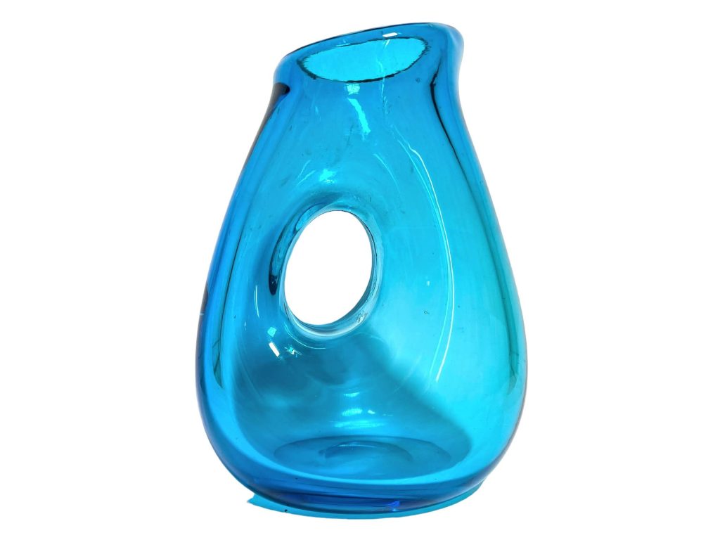 Vintage Danish Blue Glass Pot Vase Decanter Jug Pitcher Container Storage Display c1960-70’s