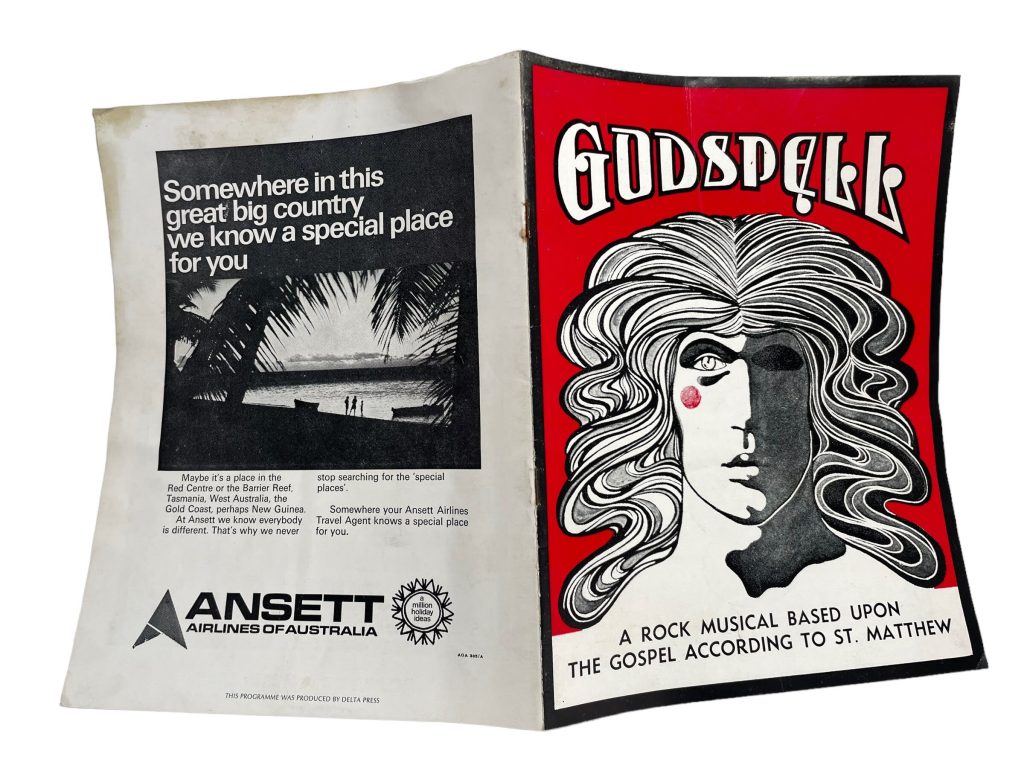 Original Vintage Theatre Program Play Souvenir Godspell Australian Playbox Theater Collectable Programme November 15th 1971