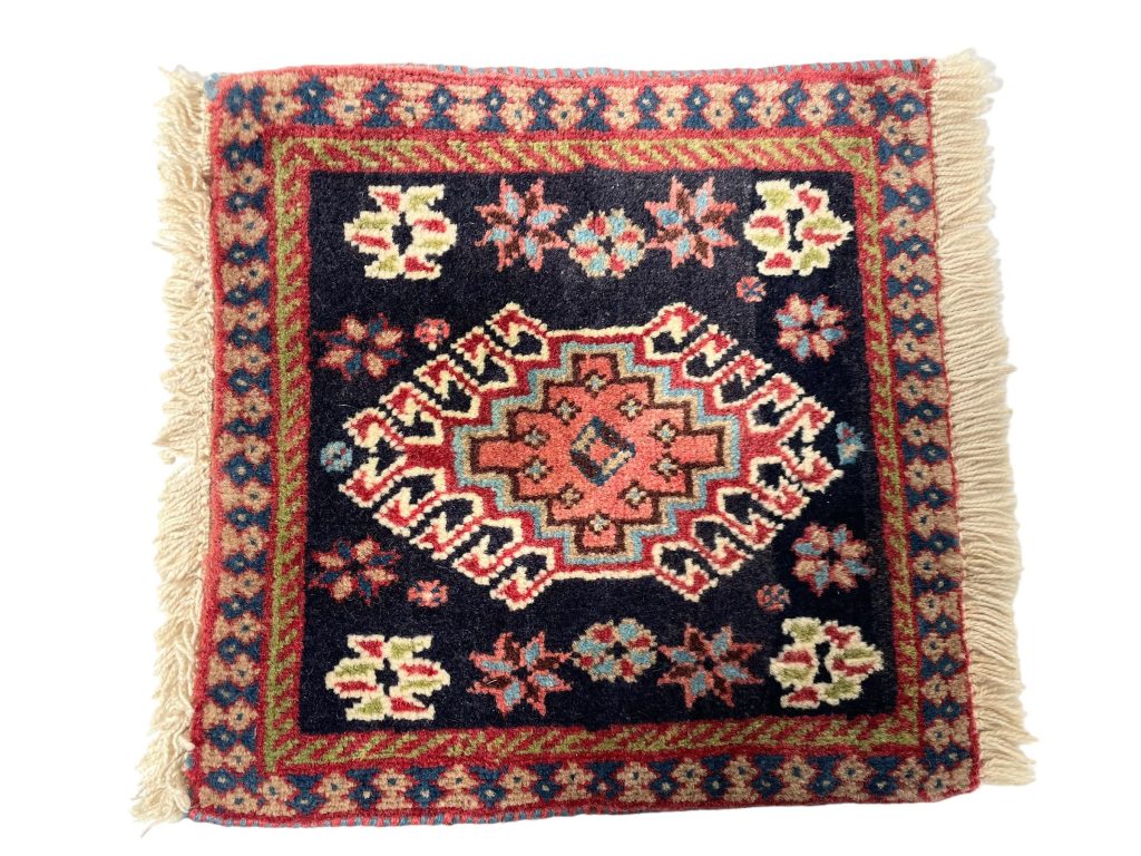 Small Rug Square Tiny Vintage Moroccan Rug Carpet Covering Trivet Decor Display Prop Wool circa 1970-80’s