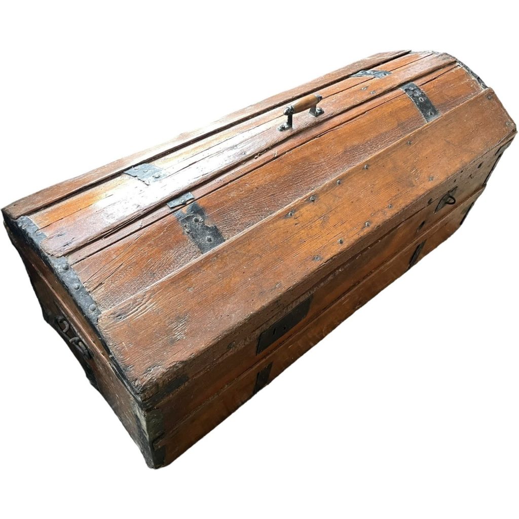Antique French Large Wooden Chest Luggage Storage Cabinet Case Display Prop Box Decor Wood Treasure c1850-1900’s
