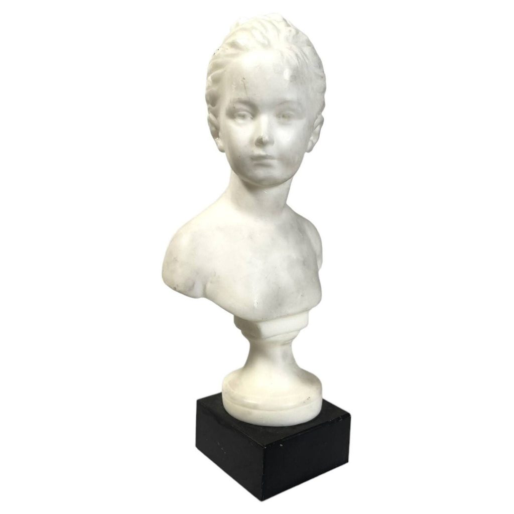 Vintage French Small Louise Brogniart Reproduction Replica Stone Paste Bust Head Ornament Figurine Display Gift c1970-80’s