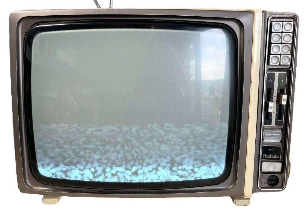 Vintage French Radiola Push Button Black And White Portable Television TV 110-220v circa 1970’s