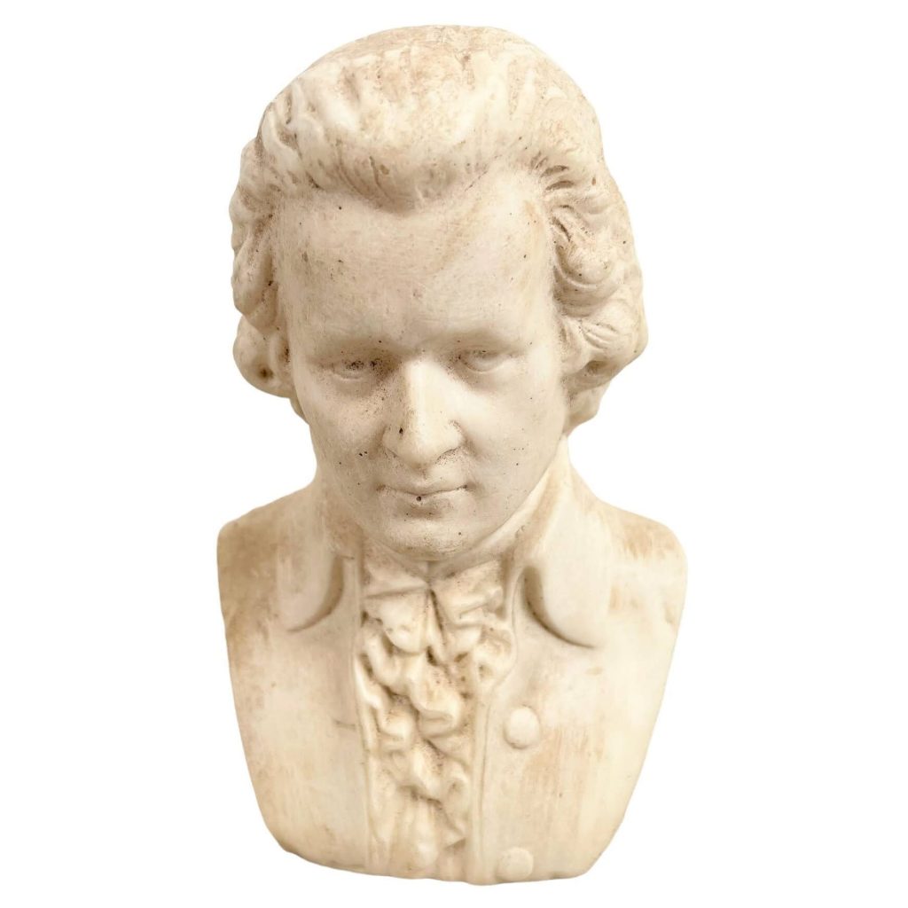 Vintage French Mozart Small Bust Head Ornament Figurine Display Gift Classical Music Composer Figurine c1960’s