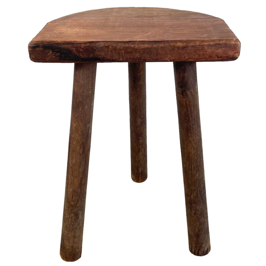 Stool Vintage French Wooden Wood Milking Chair Seat Kitchen Table Farm D Shaped Seat Plant Rest Stand Plinth Tabouret c1960-70’s